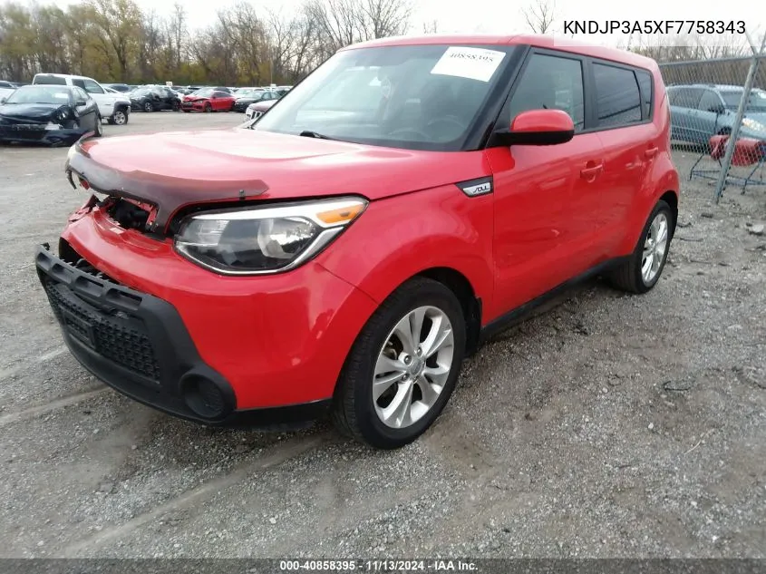 2015 Kia Soul + VIN: KNDJP3A5XF7758343 Lot: 40858395