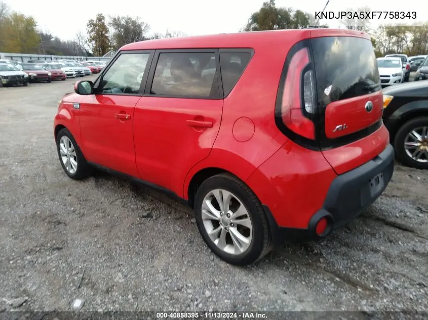 2015 Kia Soul + VIN: KNDJP3A5XF7758343 Lot: 40858395