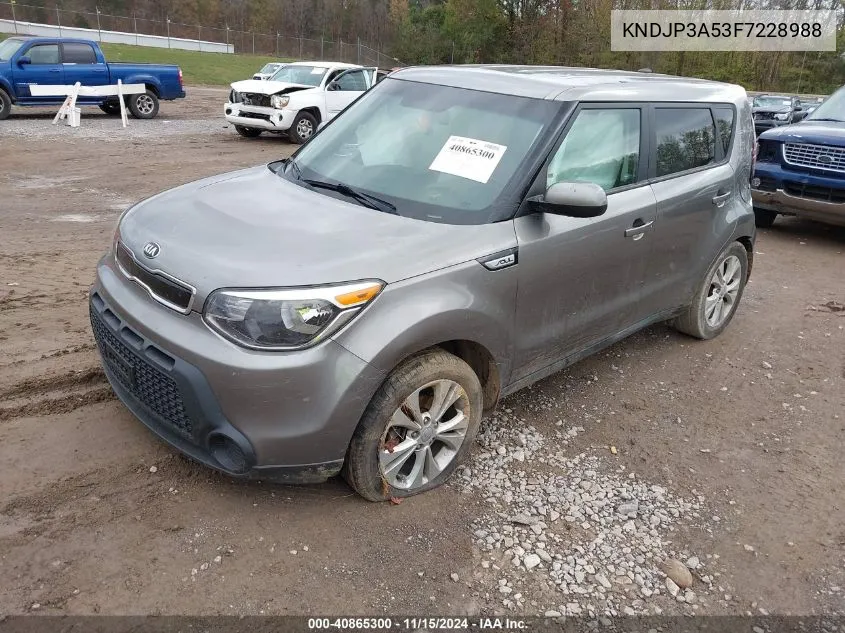 2015 Kia Soul + VIN: KNDJP3A53F7228988 Lot: 40865300