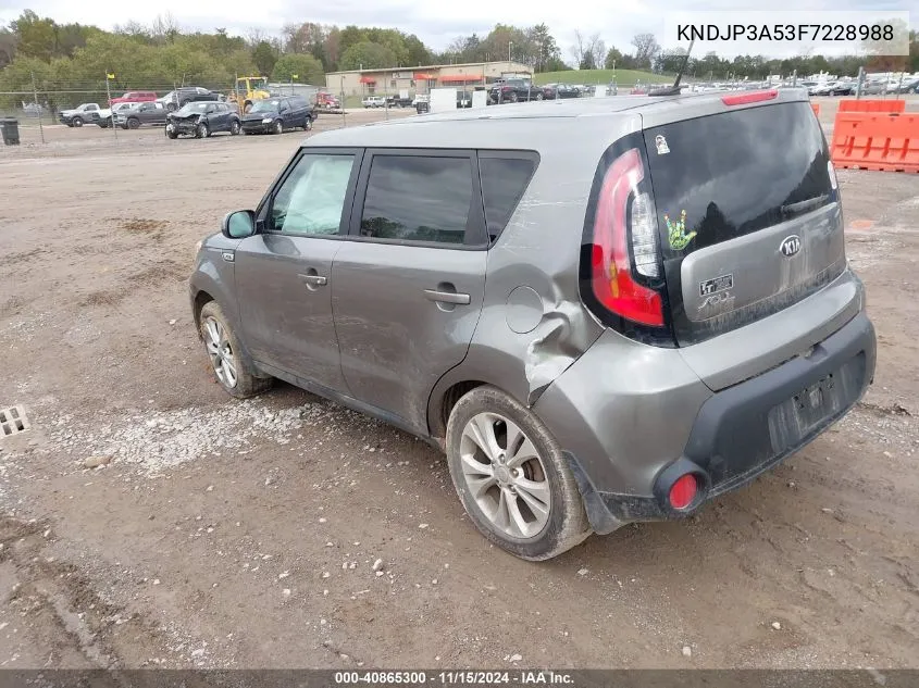 2015 Kia Soul + VIN: KNDJP3A53F7228988 Lot: 40865300