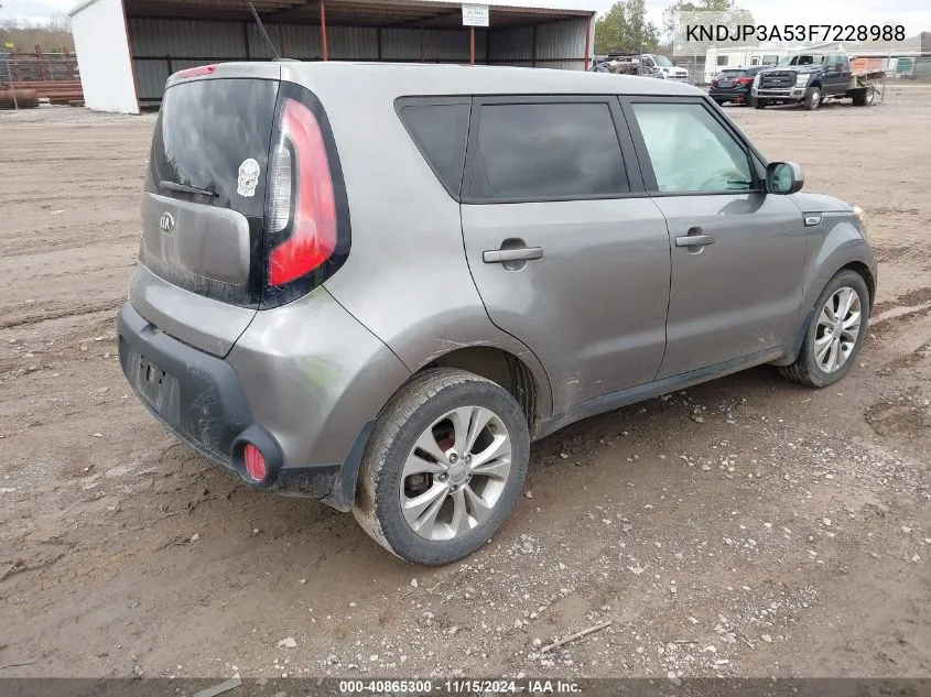 2015 Kia Soul + VIN: KNDJP3A53F7228988 Lot: 40865300