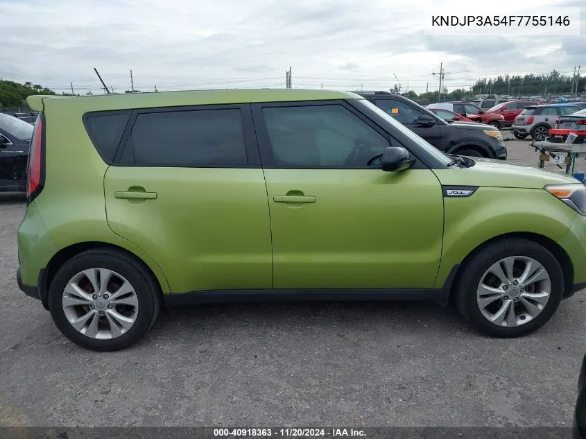 2015 Kia Soul + VIN: KNDJP3A54F7755146 Lot: 40918363