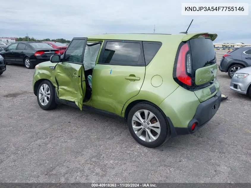 2015 Kia Soul + VIN: KNDJP3A54F7755146 Lot: 40918363