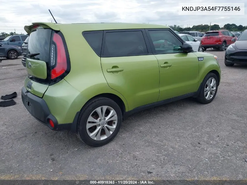 2015 Kia Soul + VIN: KNDJP3A54F7755146 Lot: 40918363