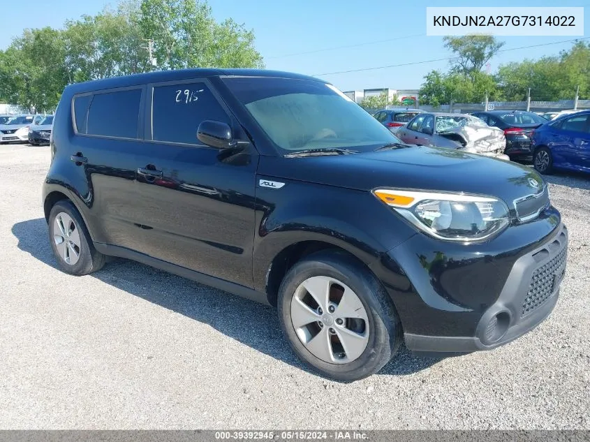 2016 Kia Soul VIN: KNDJN2A27G7314022 Lot: 39392945