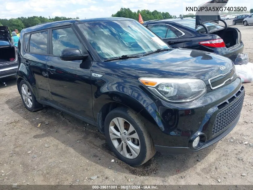 2016 Kia Soul + VIN: KNDJP3A5XG7403500 Lot: 39611001