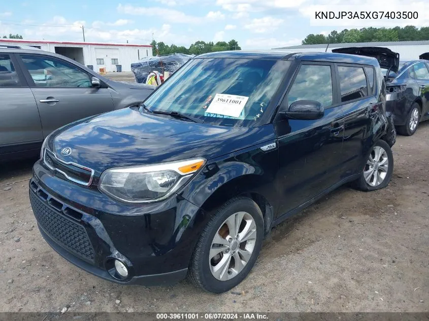 2016 Kia Soul + VIN: KNDJP3A5XG7403500 Lot: 39611001