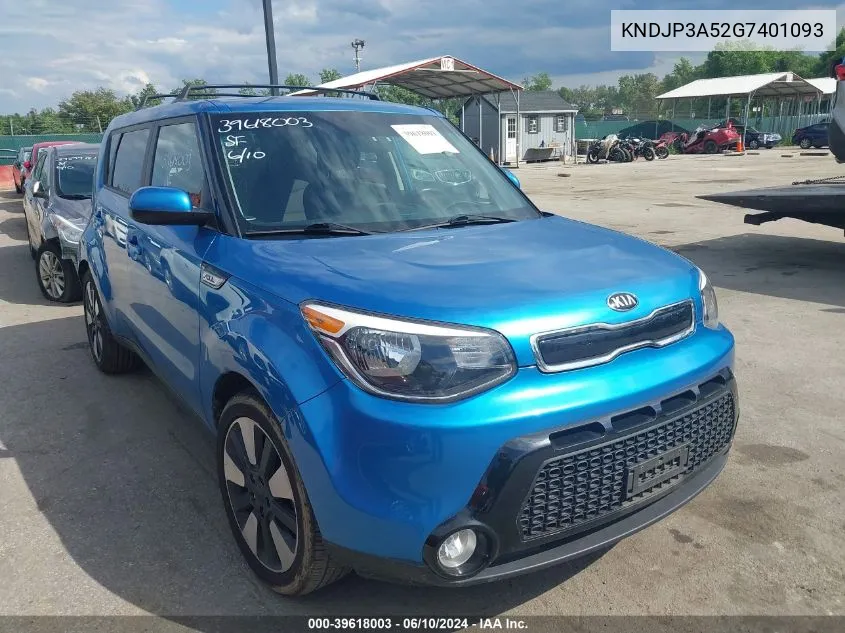 2016 Kia Soul + VIN: KNDJP3A52G7401093 Lot: 39618003