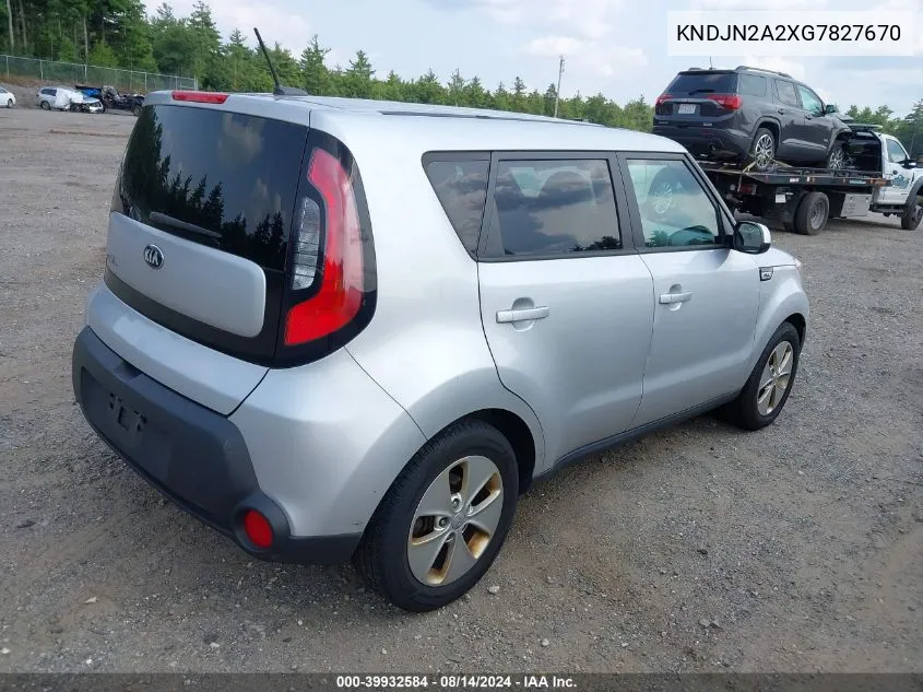 2016 Kia Soul VIN: KNDJN2A2XG7827670 Lot: 39932584