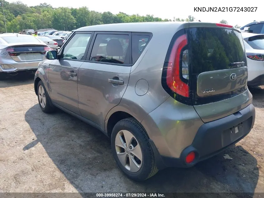 2016 Kia Soul VIN: KNDJN2A21G7243027 Lot: 39958274