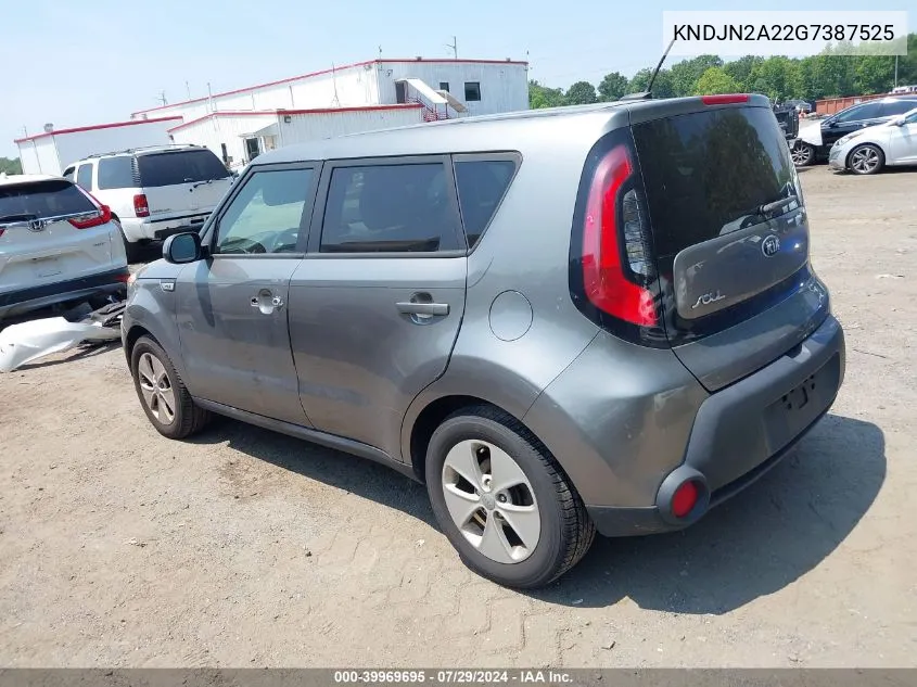 2016 Kia Soul VIN: KNDJN2A22G7387525 Lot: 39969695