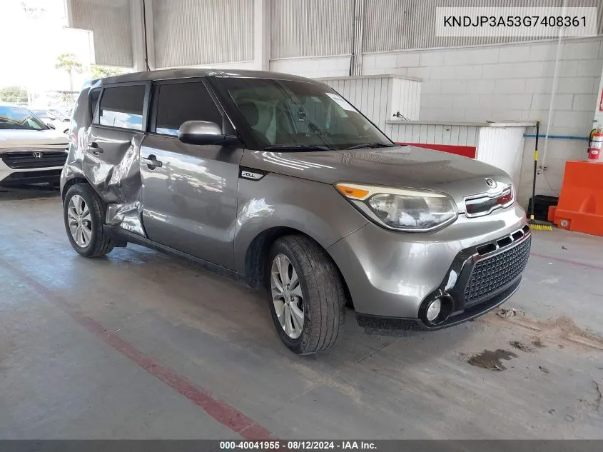 2016 Kia Soul + VIN: KNDJP3A53G7408361 Lot: 40041955