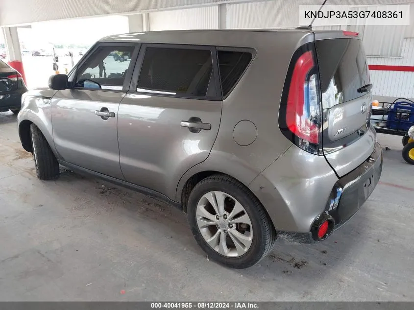 2016 Kia Soul + VIN: KNDJP3A53G7408361 Lot: 40041955