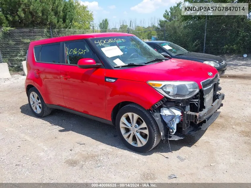 2016 Kia Soul + VIN: KNDJP3A57G7847014 Lot: 40086525