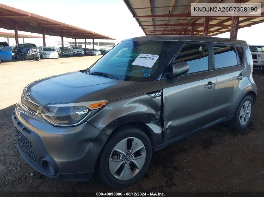 2016 Kia Soul VIN: KNDJN2A26G7358190 Lot: 40093906