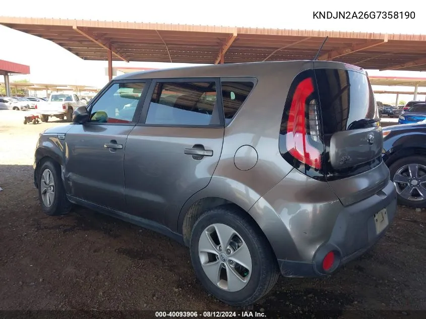 2016 Kia Soul VIN: KNDJN2A26G7358190 Lot: 40093906