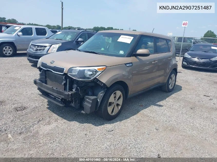 2016 Kia Soul VIN: KNDJN2A29G7251487 Lot: 40101460