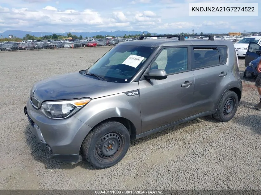 2016 Kia Soul VIN: KNDJN2A21G7274522 Lot: 40111693