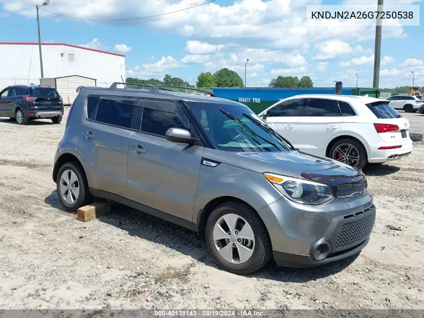 2016 Kia Soul VIN: KNDJN2A26G7250538 Lot: 40138143