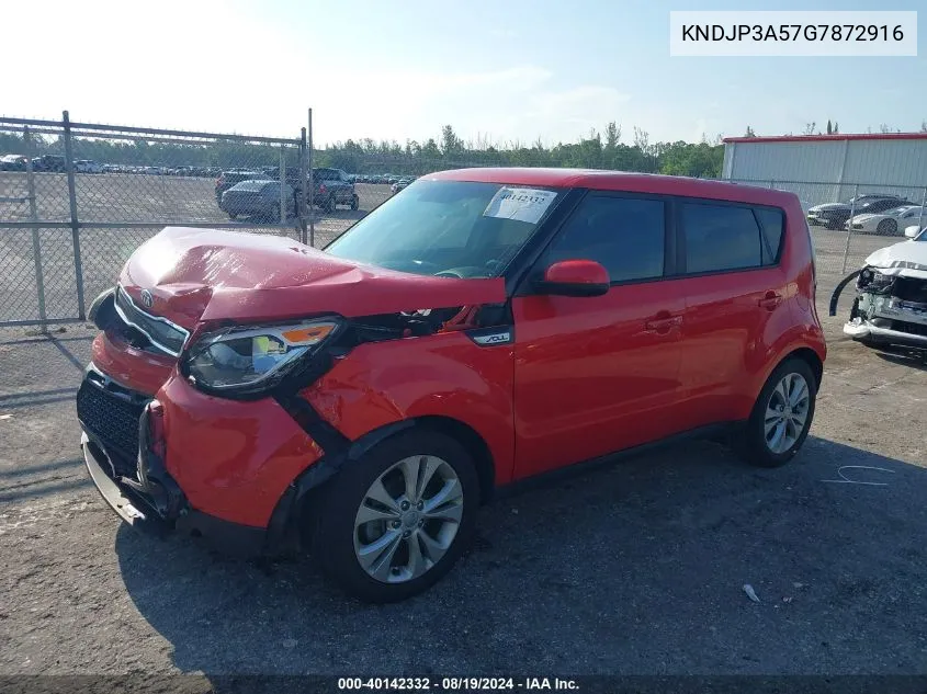 2016 Kia Soul + VIN: KNDJP3A57G7872916 Lot: 40142332