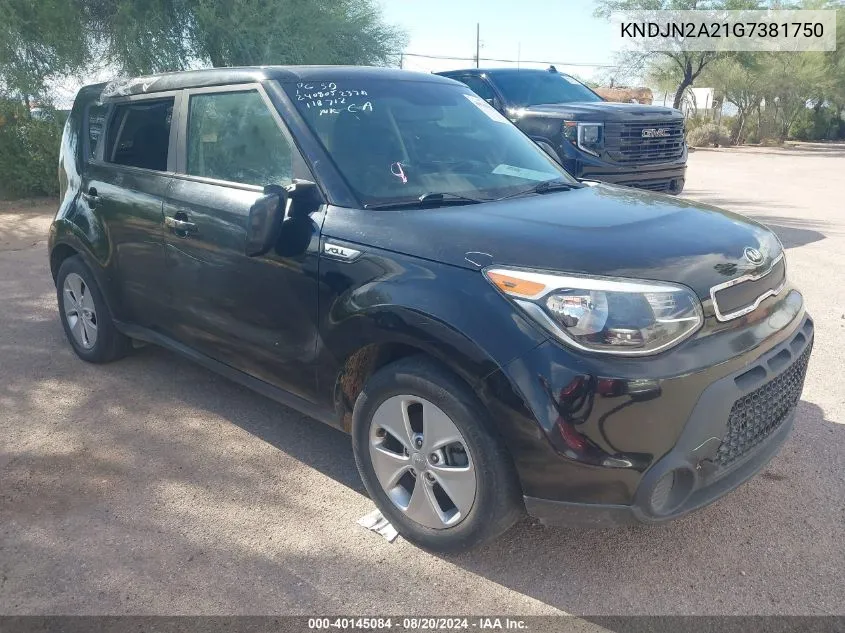 2016 Kia Soul VIN: KNDJN2A21G7381750 Lot: 40145084