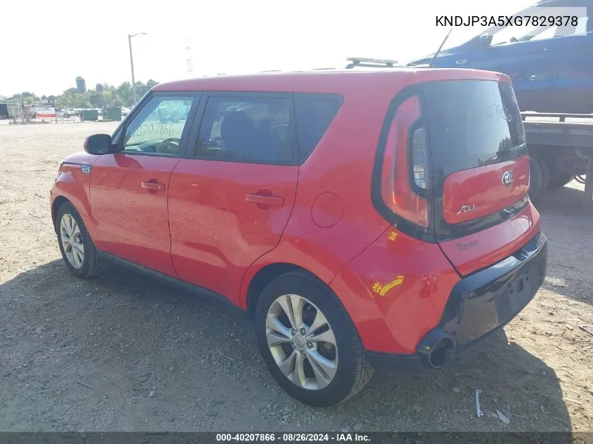 2016 Kia Soul + VIN: KNDJP3A5XG7829378 Lot: 40207866