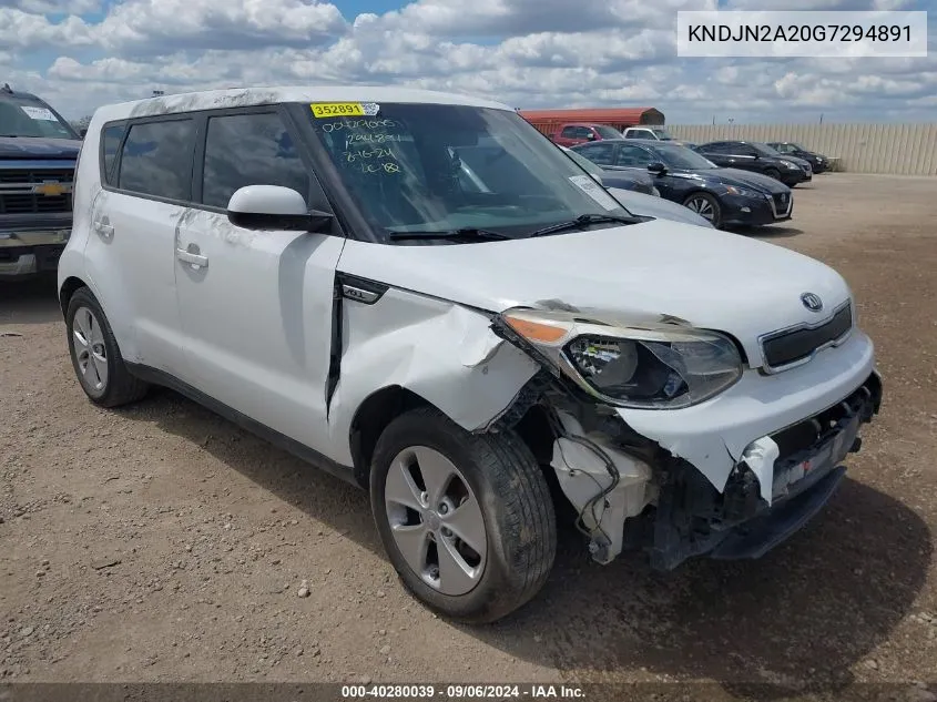 2016 Kia Soul VIN: KNDJN2A20G7294891 Lot: 40280039