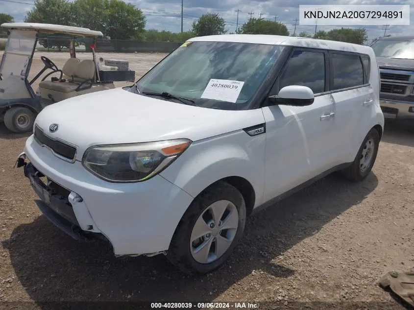 2016 Kia Soul VIN: KNDJN2A20G7294891 Lot: 40280039