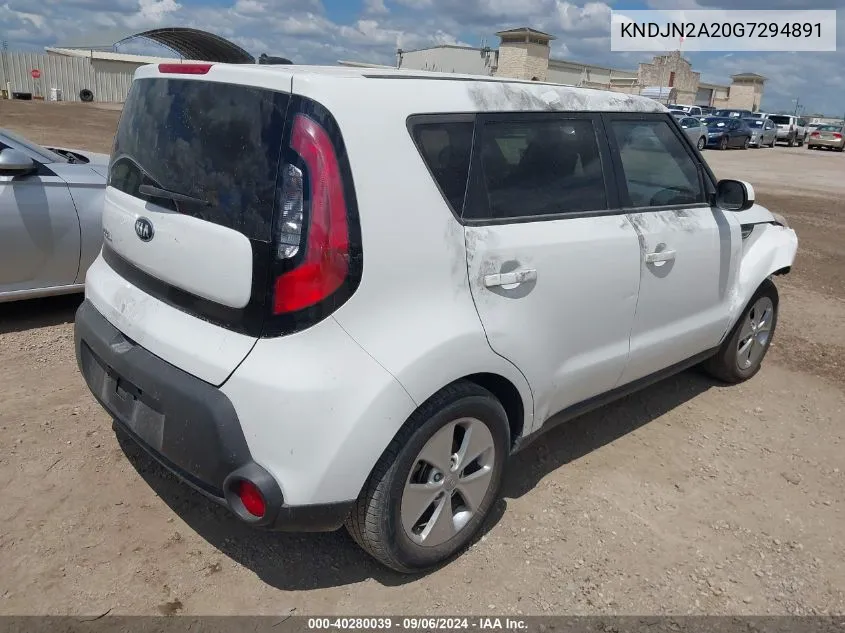 2016 Kia Soul VIN: KNDJN2A20G7294891 Lot: 40280039