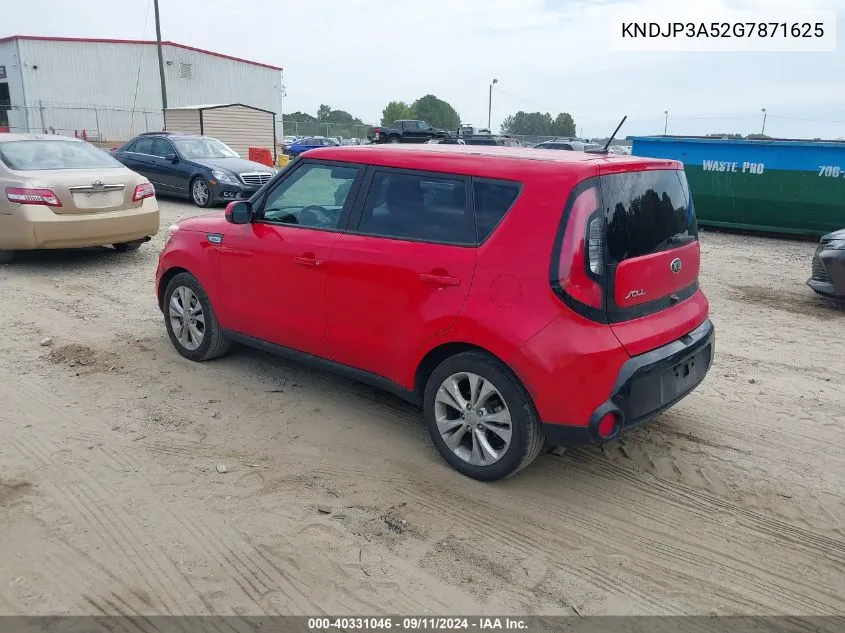 2016 Kia Soul + VIN: KNDJP3A52G7871625 Lot: 40331046