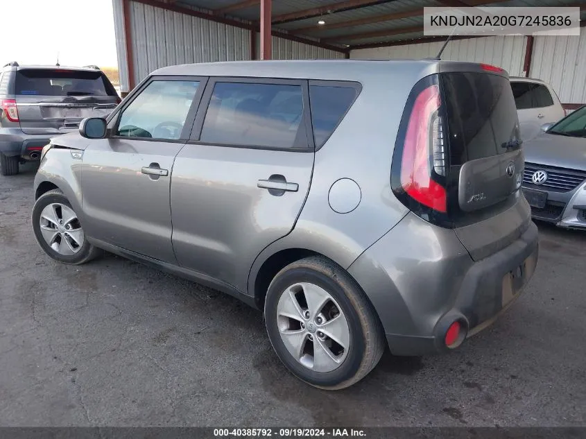 2016 Kia Soul VIN: KNDJN2A20G7245836 Lot: 40385792