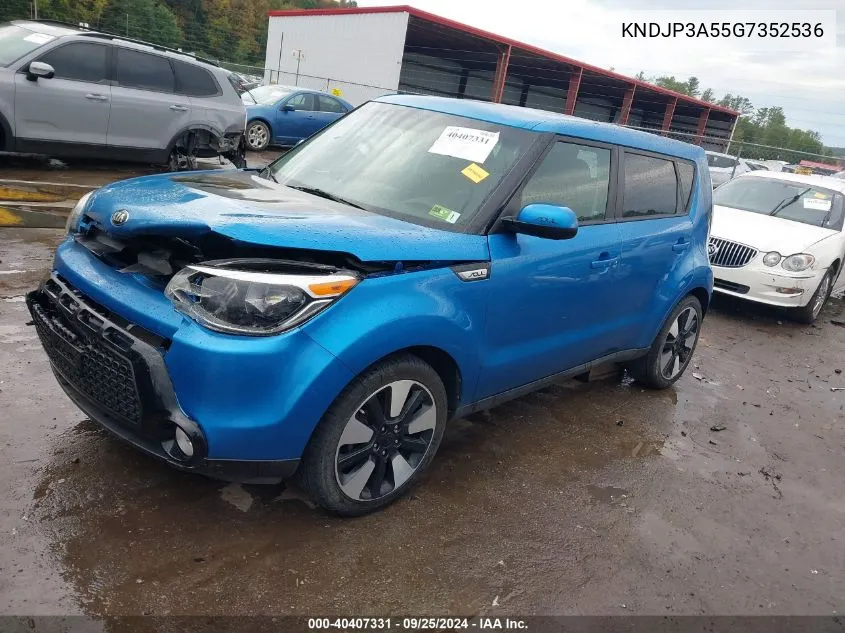 2016 Kia Soul + VIN: KNDJP3A55G7352536 Lot: 40407331