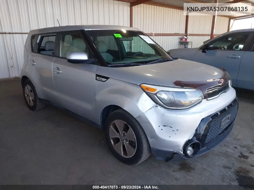 2016 Kia Soul + VIN: KNDJP3A53G7868135 Lot: 40417073