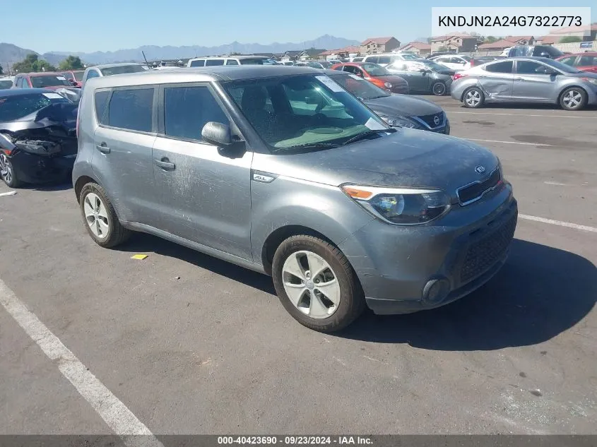 2016 Kia Soul VIN: KNDJN2A24G7322773 Lot: 40423690