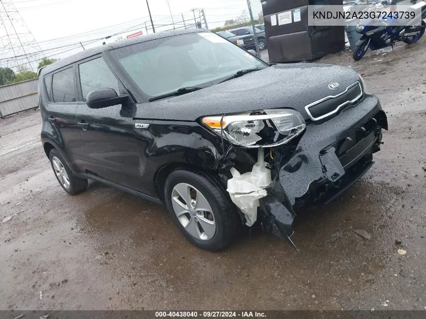 2016 Kia Soul VIN: KNDJN2A23G7243739 Lot: 40438040