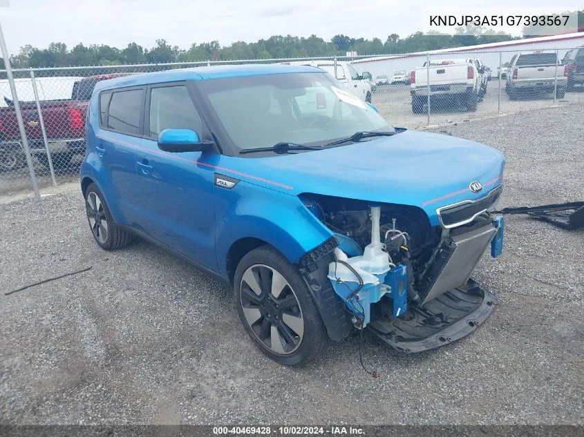 2016 Kia Soul + VIN: KNDJP3A51G7393567 Lot: 40469428