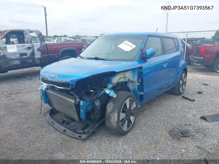 2016 Kia Soul + VIN: KNDJP3A51G7393567 Lot: 40469428