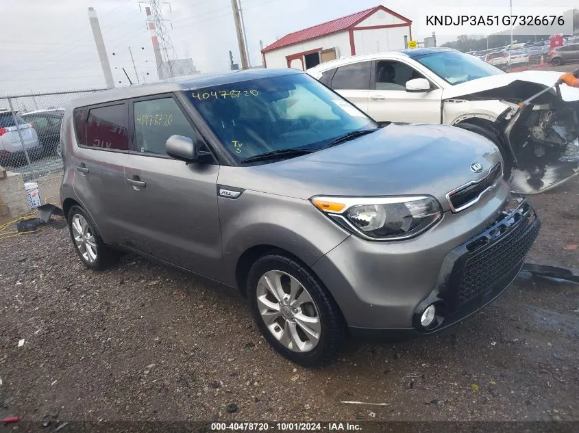 2016 Kia Soul + VIN: KNDJP3A51G7326676 Lot: 40478720