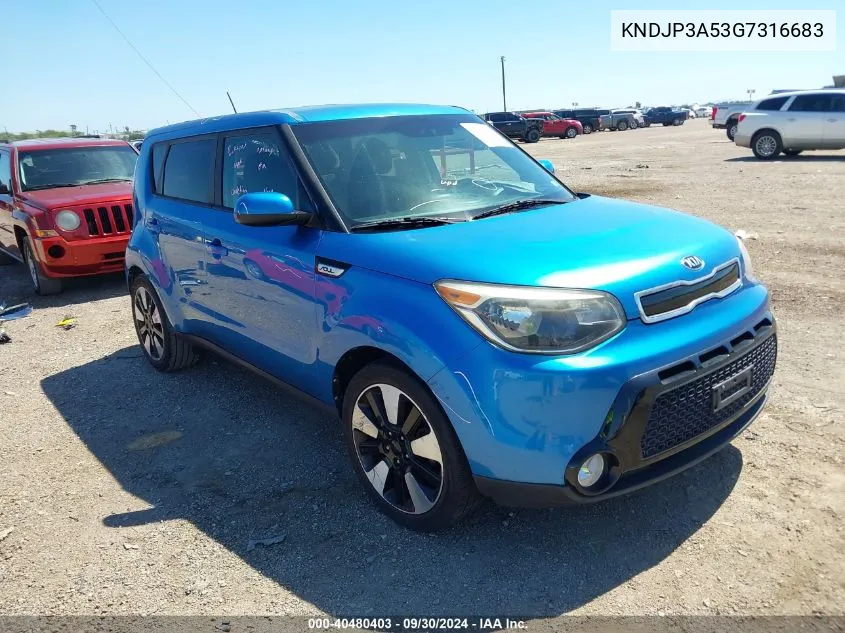 2016 Kia Soul + VIN: KNDJP3A53G7316683 Lot: 40480403