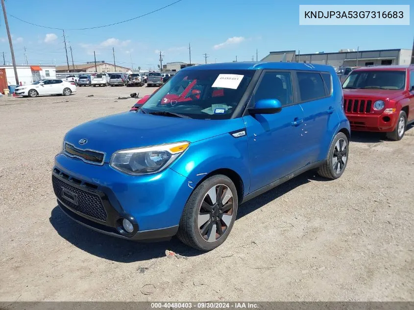 2016 Kia Soul + VIN: KNDJP3A53G7316683 Lot: 40480403