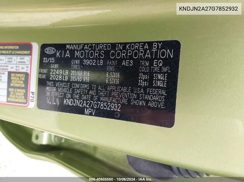 KNDJN2A27G7852932 2016 Kia Soul