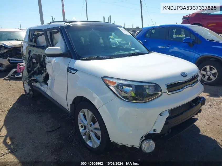 2016 Kia Soul + VIN: KNDJP3A53G7337825 Lot: 40505662