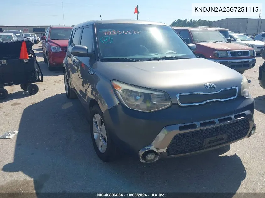 2016 Kia Soul VIN: KNDJN2A25G7251115 Lot: 40506534