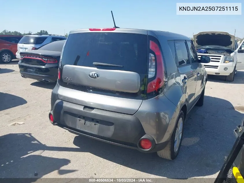 2016 Kia Soul VIN: KNDJN2A25G7251115 Lot: 40506534