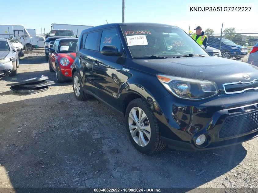 2016 Kia Soul + VIN: KNDJP3A51G7242227 Lot: 40522692