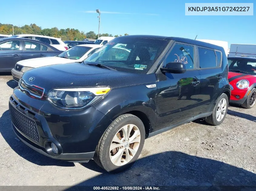 2016 Kia Soul + VIN: KNDJP3A51G7242227 Lot: 40522692