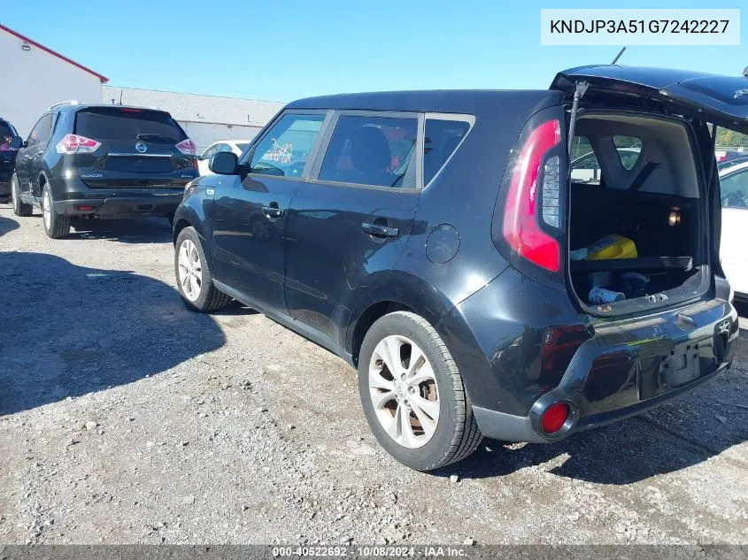 2016 Kia Soul + VIN: KNDJP3A51G7242227 Lot: 40522692