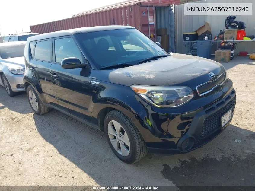 2016 Kia Soul VIN: KNDJN2A25G7316240 Lot: 40543980