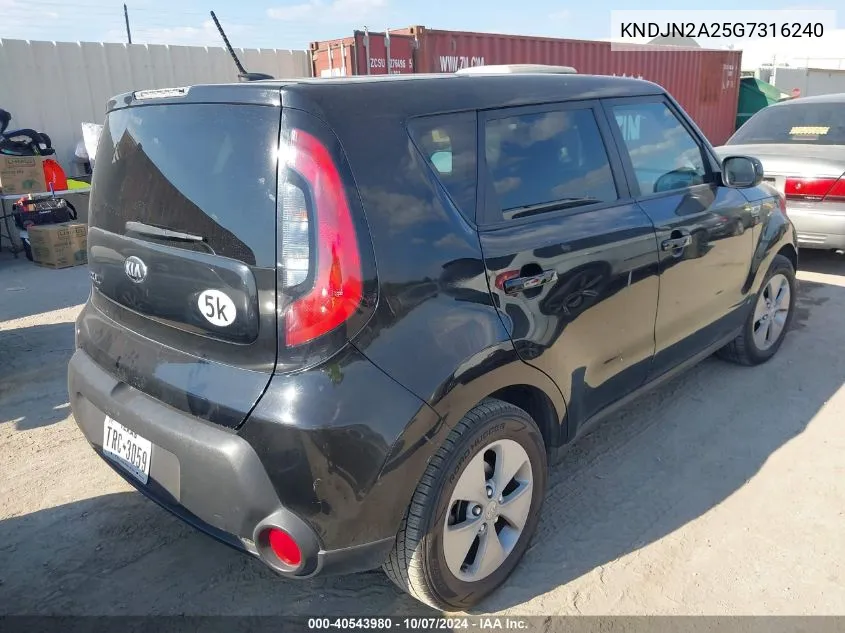 2016 Kia Soul VIN: KNDJN2A25G7316240 Lot: 40543980