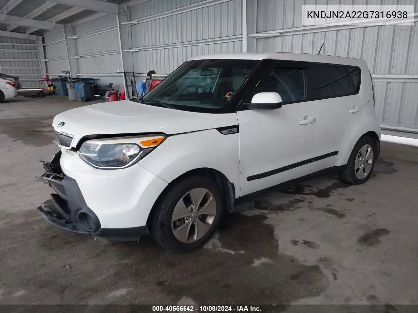 2016 Kia Soul VIN: KNDJN2A22G7316938 Lot: 40556642